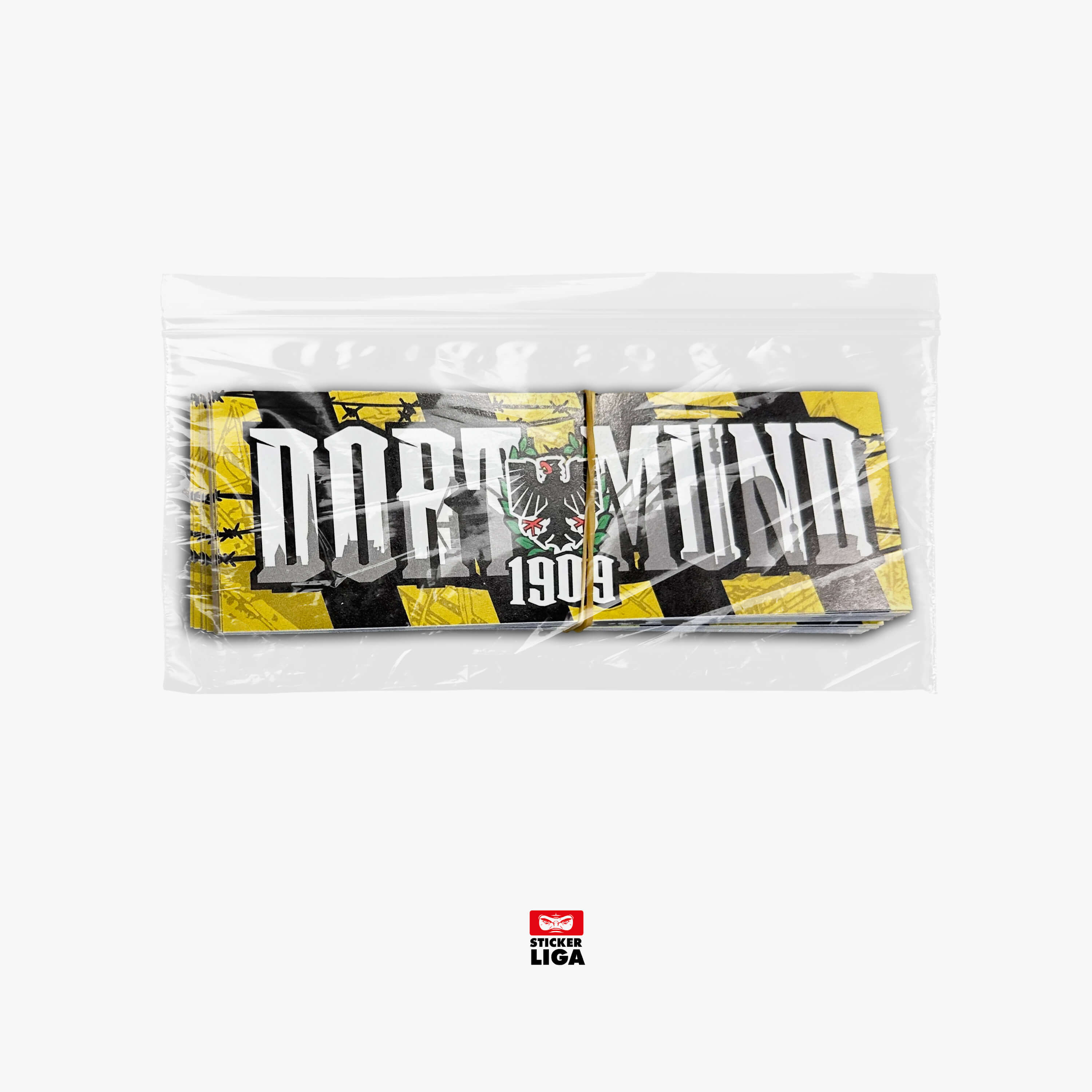 Dortmund 1909 Aufkleber / Sticker 25x Südtribüne, 1909, Balken/ Fußball Fanartikel/ PVC/ Wetterfest